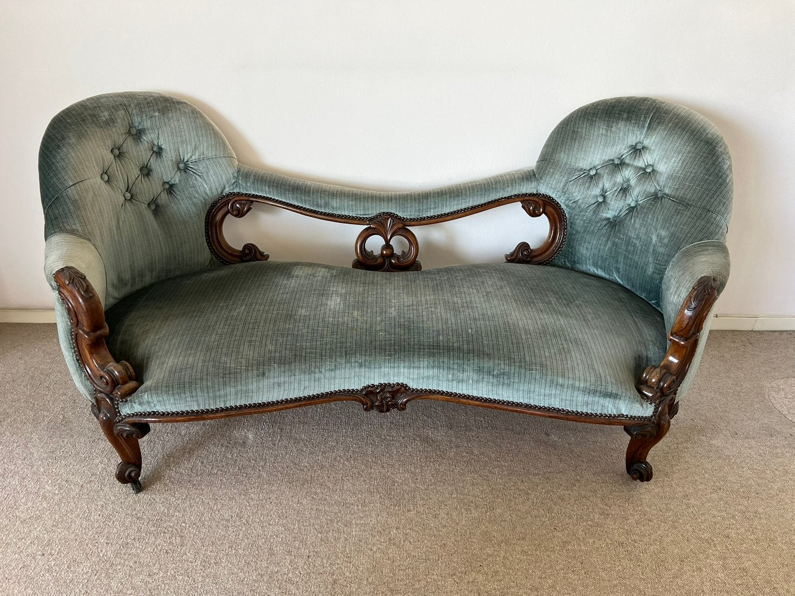 Canapé méridienne 19e acajou/noyer - styl Regency/William IV, 75 à 100 cm, 150 à 200 cm, Enlèvement, Utilisé