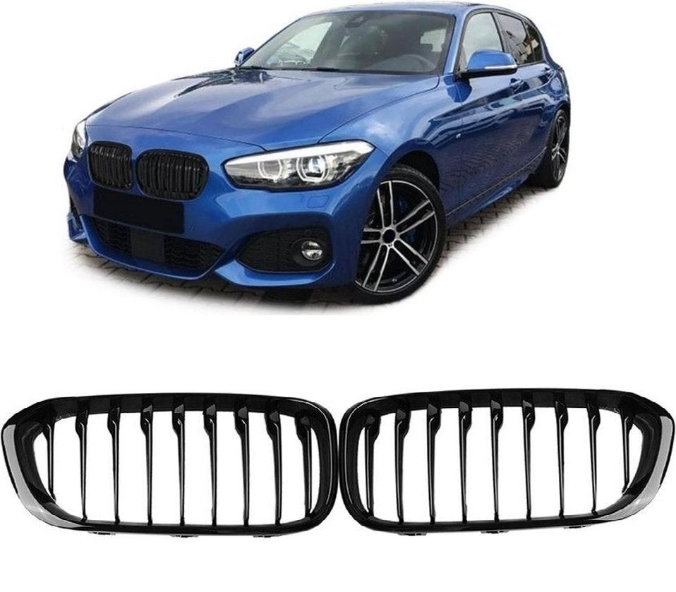 Grill Nieren Voor Bmw 1 Serie F20 F21 LCI Glans Zwart Enkele, Envoi