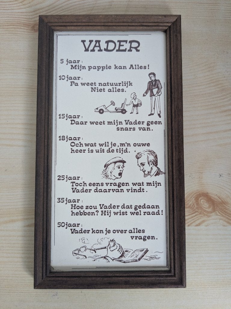 Vintage tegeltjeswijsheid in kader over vader, Antiek en Kunst, Ophalen of Verzenden