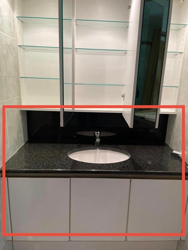 Lavabomeubel - wastafel met jasberg granieten blad, Huis en Inrichting, Badkamer | Badkamermeubels, Ophalen, Gebruikt, Wasbak of Wastafel