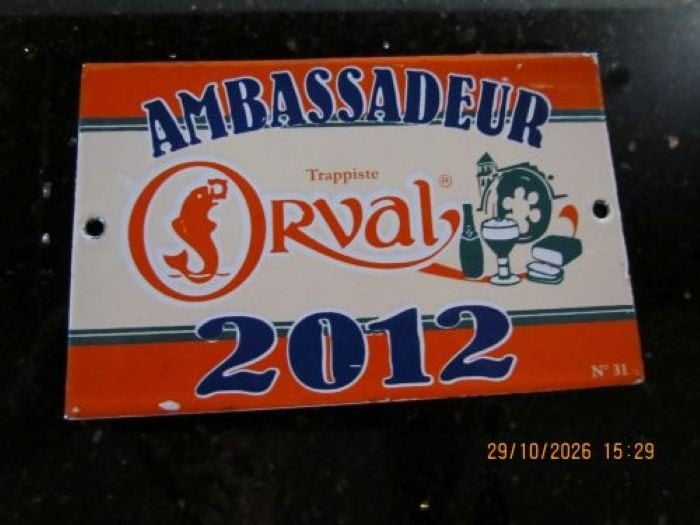 ORVAL Plaque Ambassadeur 2012, Enlèvement ou Envoi, Neuf, Panneau, Plaque ou Plaquette publicitaire, Autres marques
