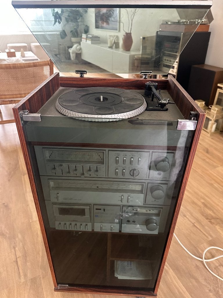 Vintage Amstrad TS80 II stereo-installatie in meubelkast, Audio, Tv en Foto, Ophalen, Gebruikt, Cassettedeck, Overige merken