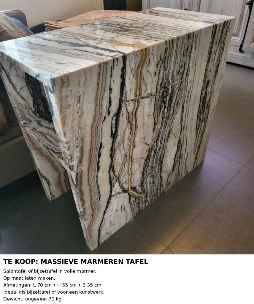 Salontafel in volle marmer, Neuf, 50 à 100 cm, Enlèvement, Rectangulaire