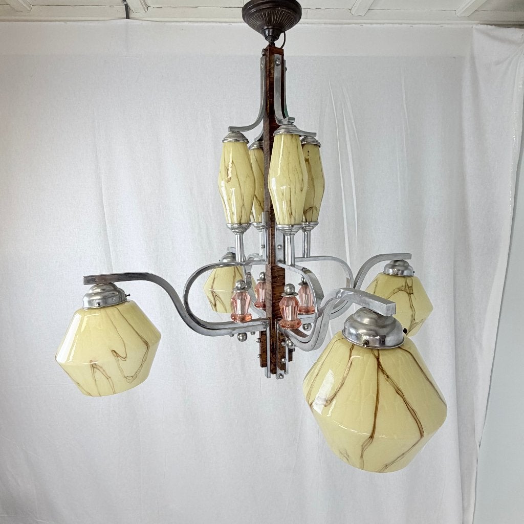 Lustre art déco, Enlèvement ou Envoi, Utilisé, Verre, Art deco