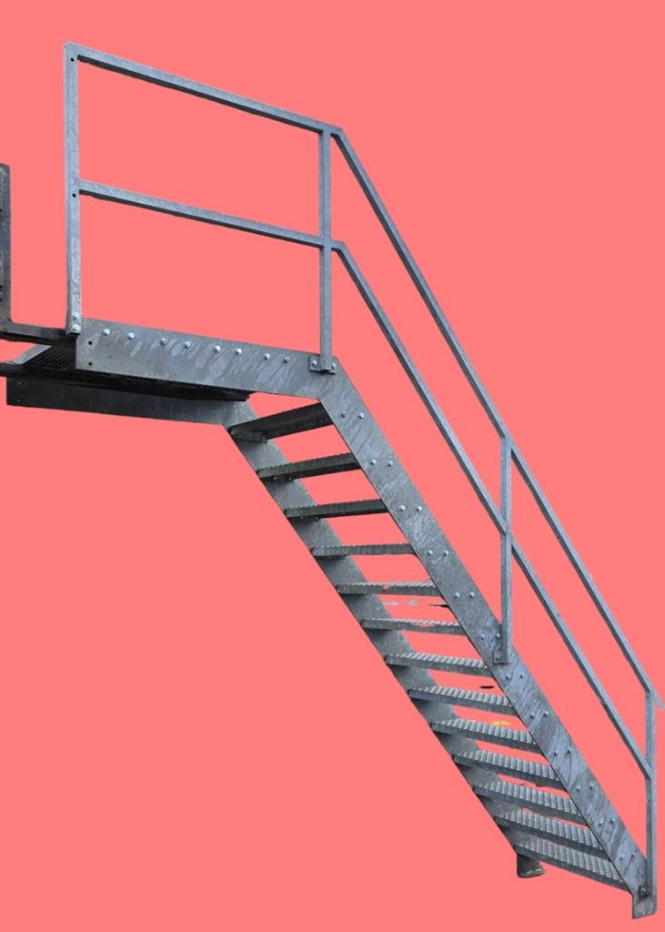 Verzinkte trap 293cm. Stalen bordestrap / metalen brandtrap, Ophalen, Gebruikt, Trap, 2 tot 4 meter