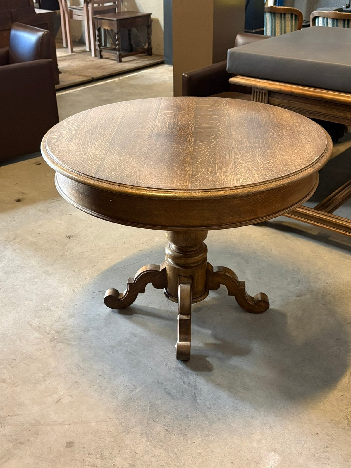 Massief eiken ronde salontafel / bijzettafel, Ophalen