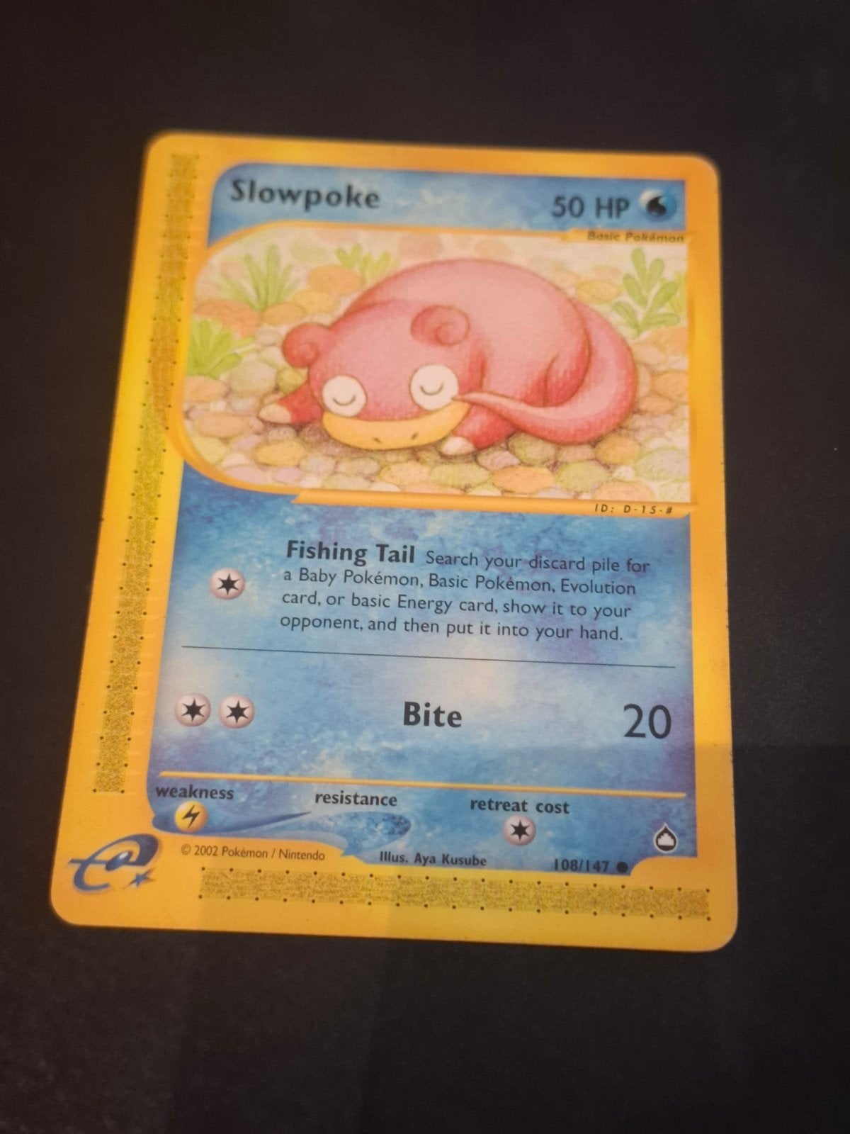 Slowpoke 108/147 - Aquapolis/carte électronique (WOTC) —, Enlèvement ou Envoi
