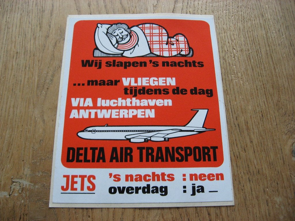 Delta Air Transport 12 x 15 cm Vintage Sticker, Ophalen, Nieuw, Kaart, Foto of Prent
