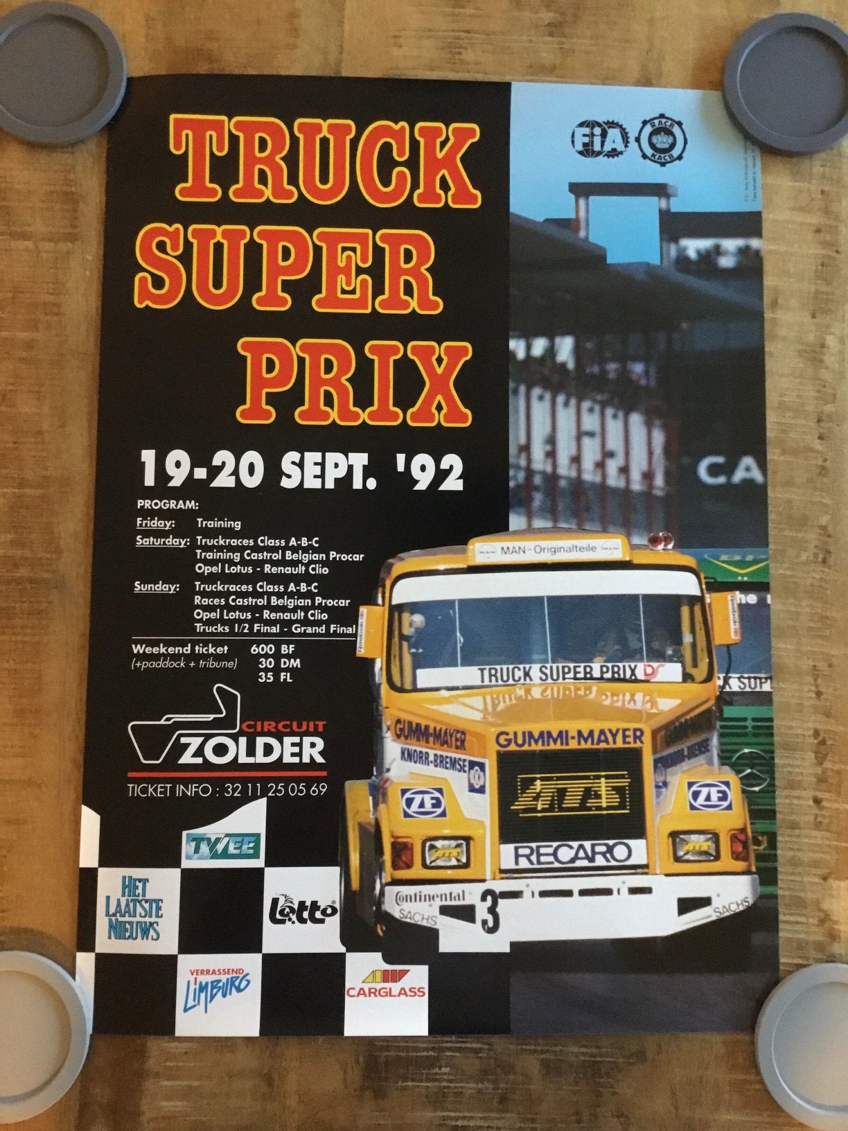 Affiche truck gp zolder 1992, Ophalen of Verzenden, Zo goed als nieuw