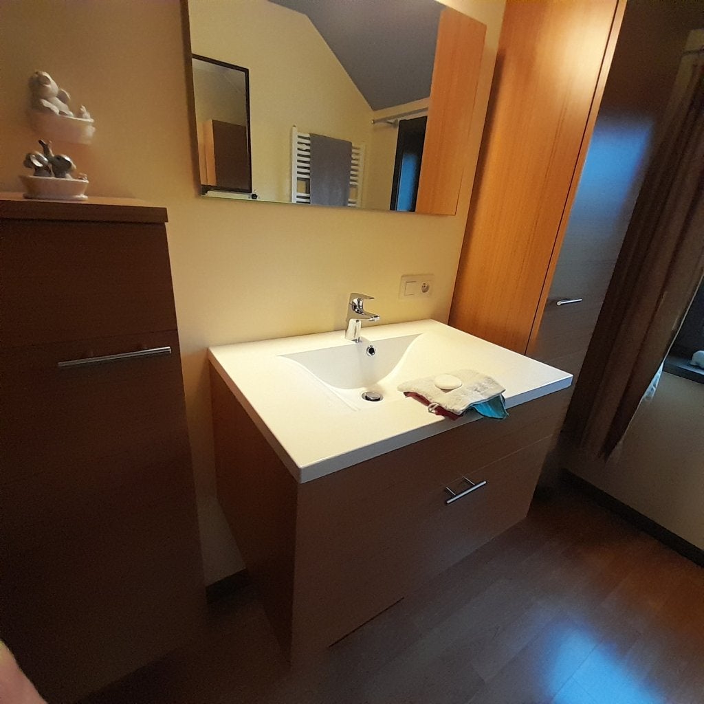 Ensemble meubles salle de bains imitation bois +++, Ophalen, Gebruikt