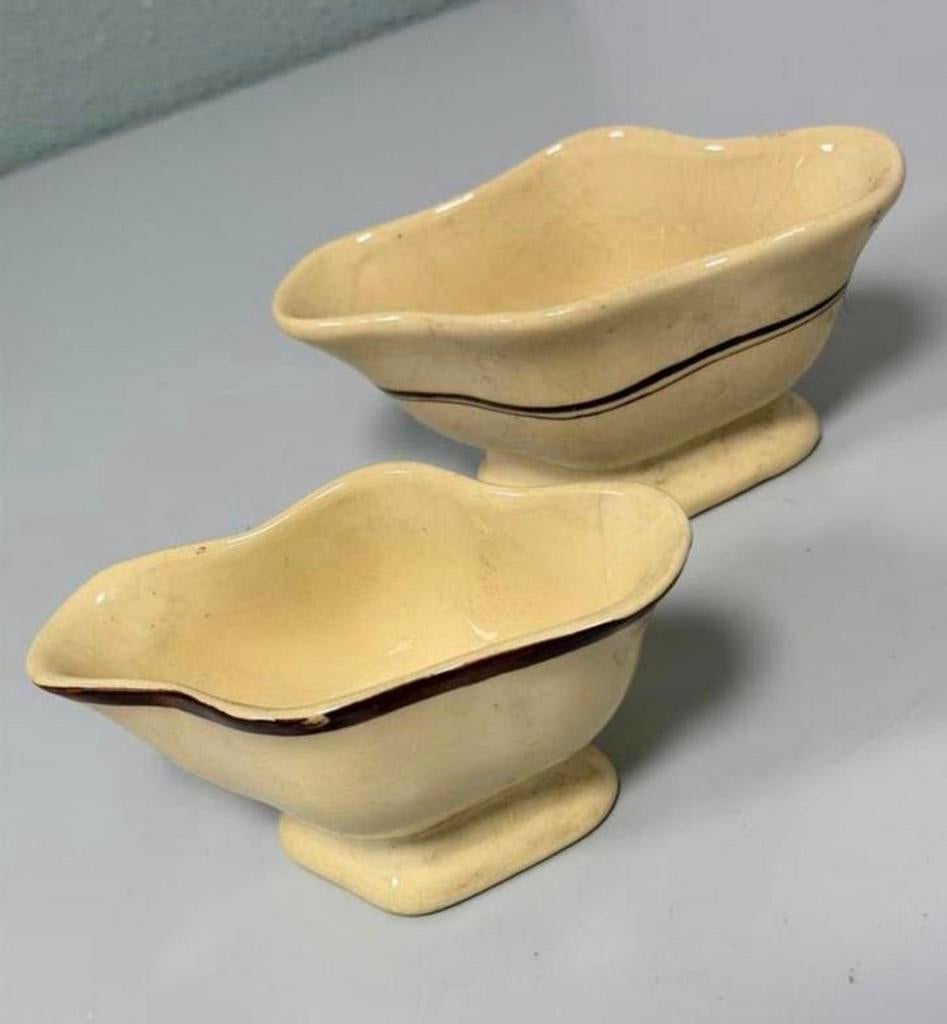 Vintage Belgische Aardewerk Sauskommen Gecremeerd Keramiek, Antiek en Kunst, Ophalen of Verzenden