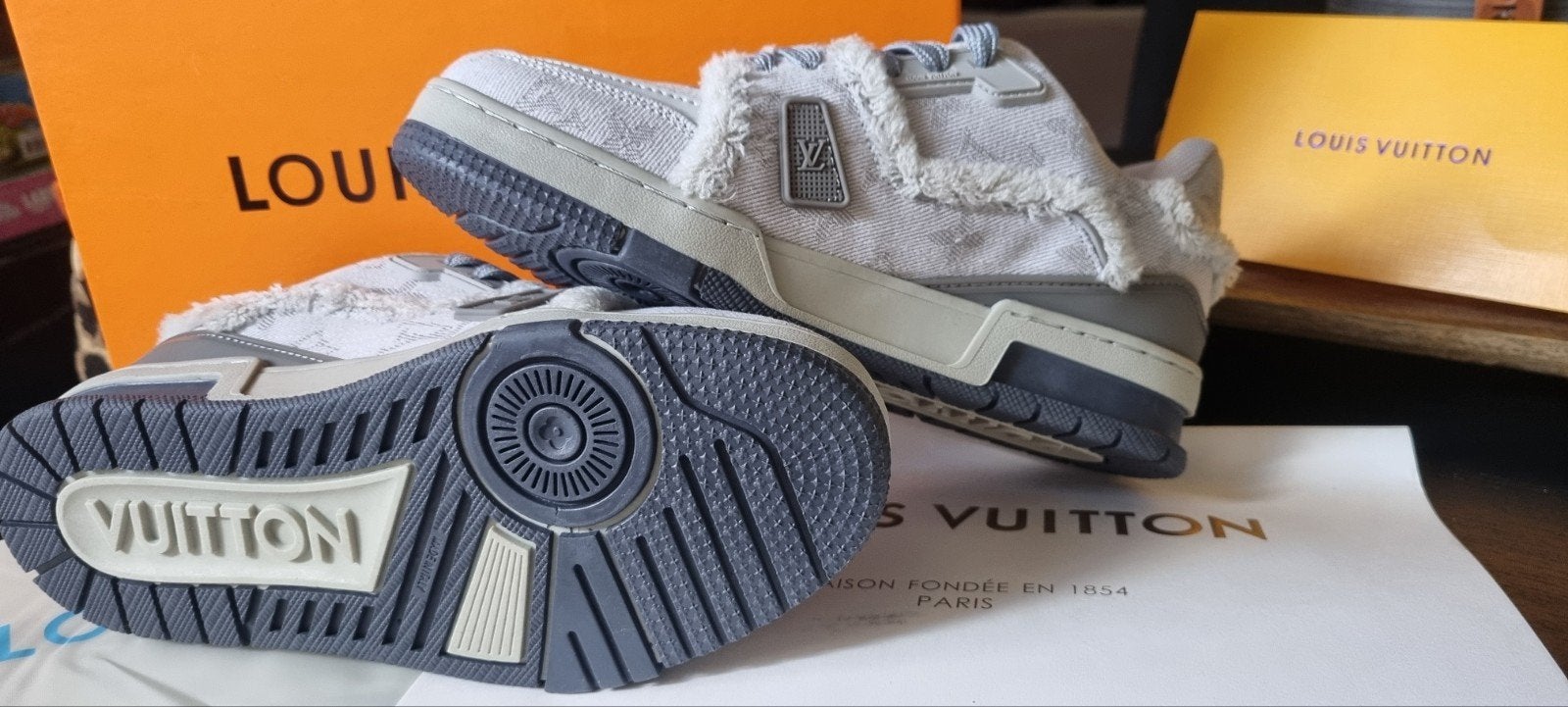 Louis Vuitton LV Trainer Sneaker, Nieuw, Ophalen of Verzenden, Sneakers, Grijs