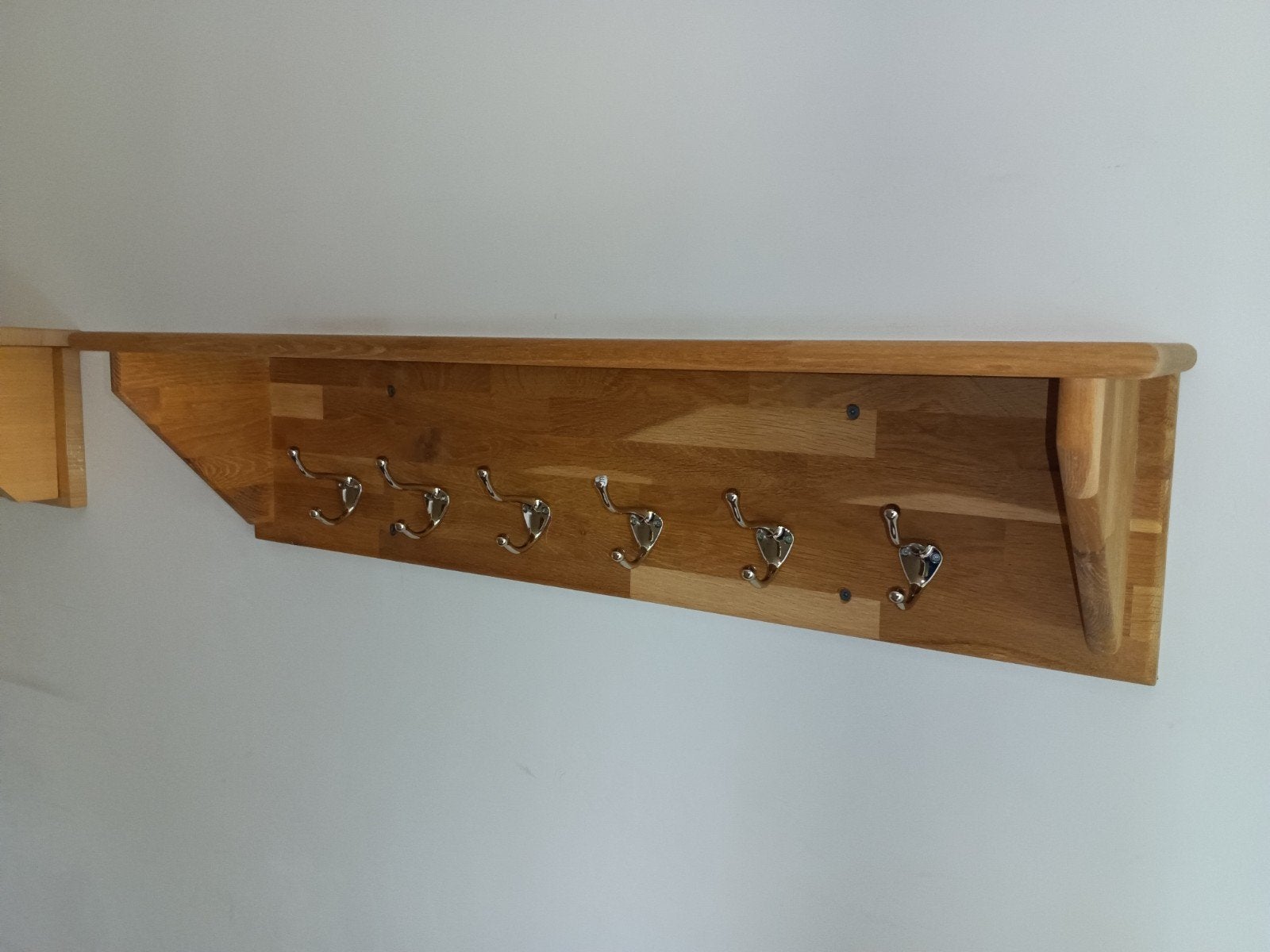 2 Wandkapstokken beuk en eik, Ophalen, Zo goed als nieuw, Hout, Wandkapstok
