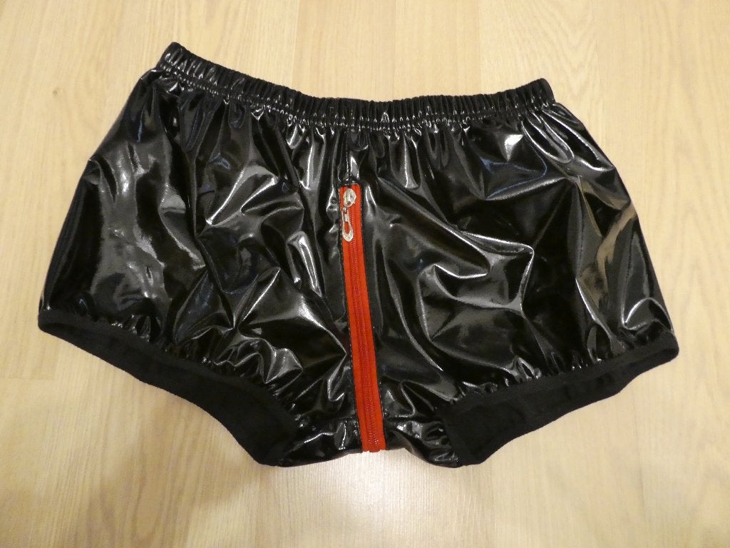 Slip Lak PVC Zwart Rode Rits, Ophalen of Verzenden, Zwart, Slip