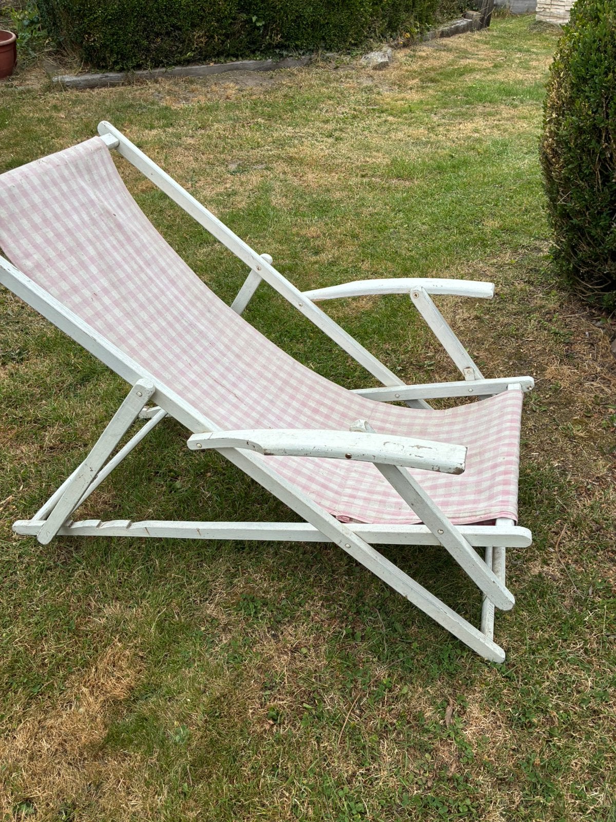 Vintage ouderwetse strandstoel, Tuin en Terras, Ligbedden, Ophalen, Zo goed als nieuw