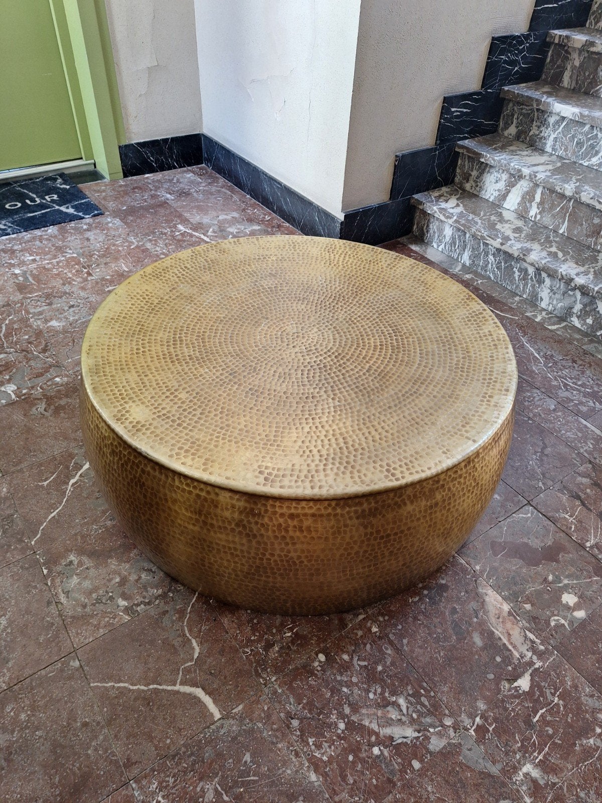 Ronde salontafel in messing (Maison Du Monde), Ophalen, Gebruikt, Rond, 50 tot 100 cm