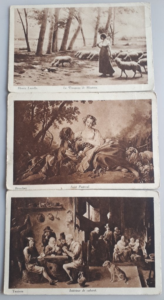 3 Oude Postkaarten Poivre SAGARY :Teniers,etc. Ref.E127, Verzamelen, Postkaarten | Themakaarten, Ophalen of Verzenden, Voor 1920