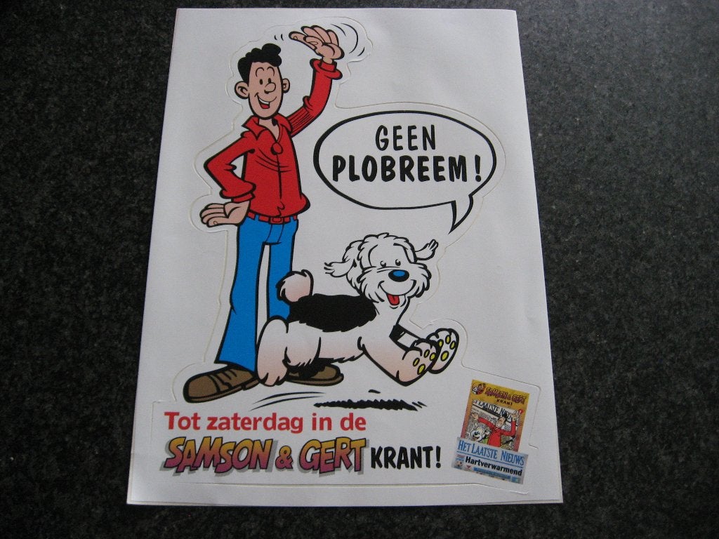 Grote Vintage Sticker Samson & Gert, Verzamelen, Ophalen, Nieuw, Overige typen