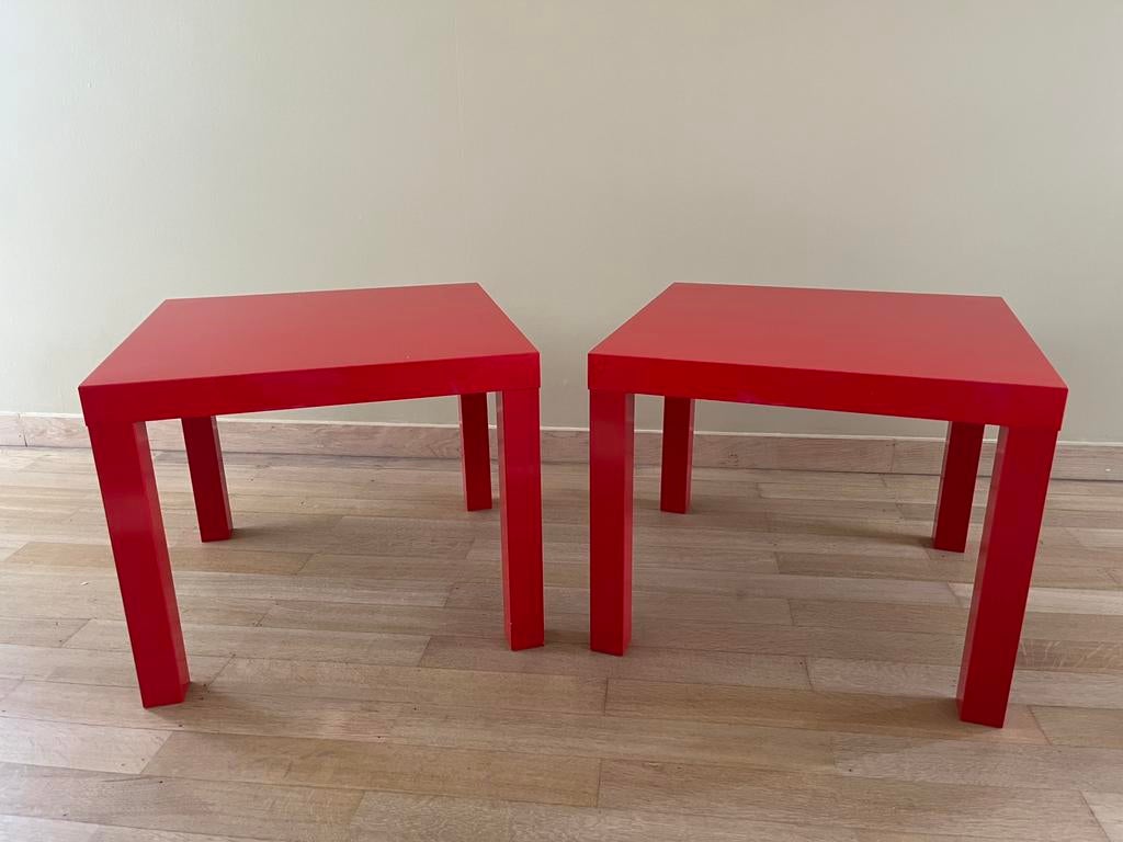 2 tables basses rouge - IKEA, Maison & Meubles, Tables | Tables d'appoint, Moins de 55 cm, Enlèvement, Bois, Moins de 45 cm