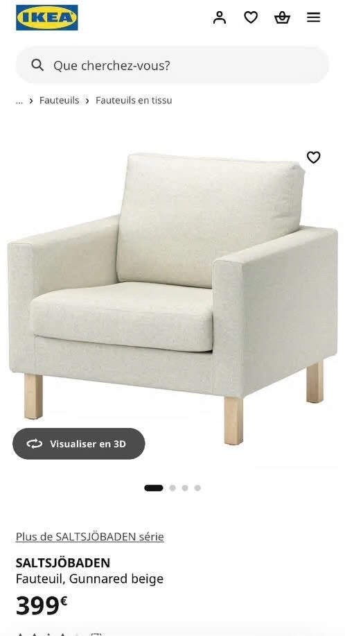 Fauteuil blanc ikea, Maison & Meubles, Enlèvement, Neuf