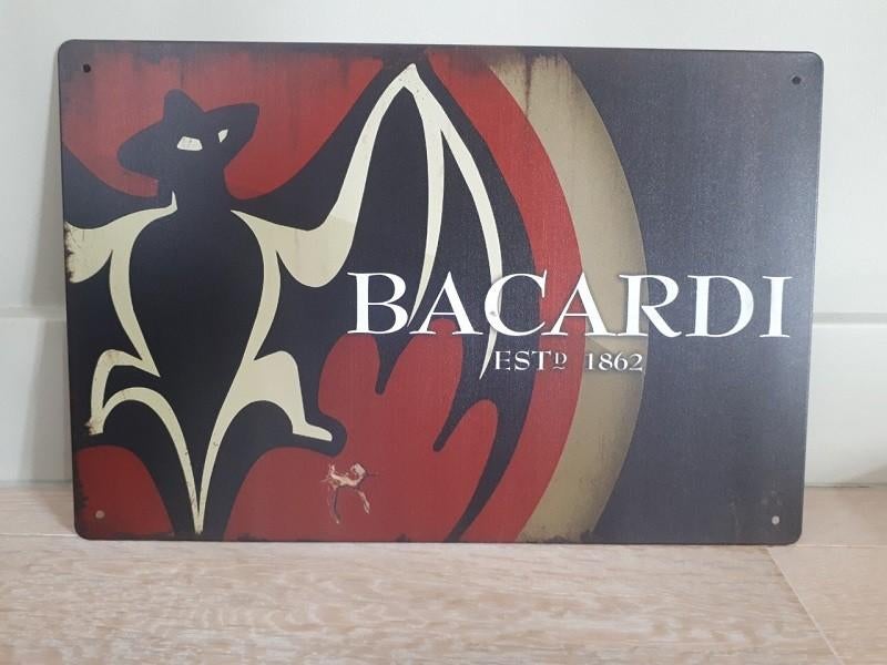 BACARDI EST 1862 metalen vintage look wandplaat 20x30cm, Ophalen of Verzenden, Nieuw, Reclamebord