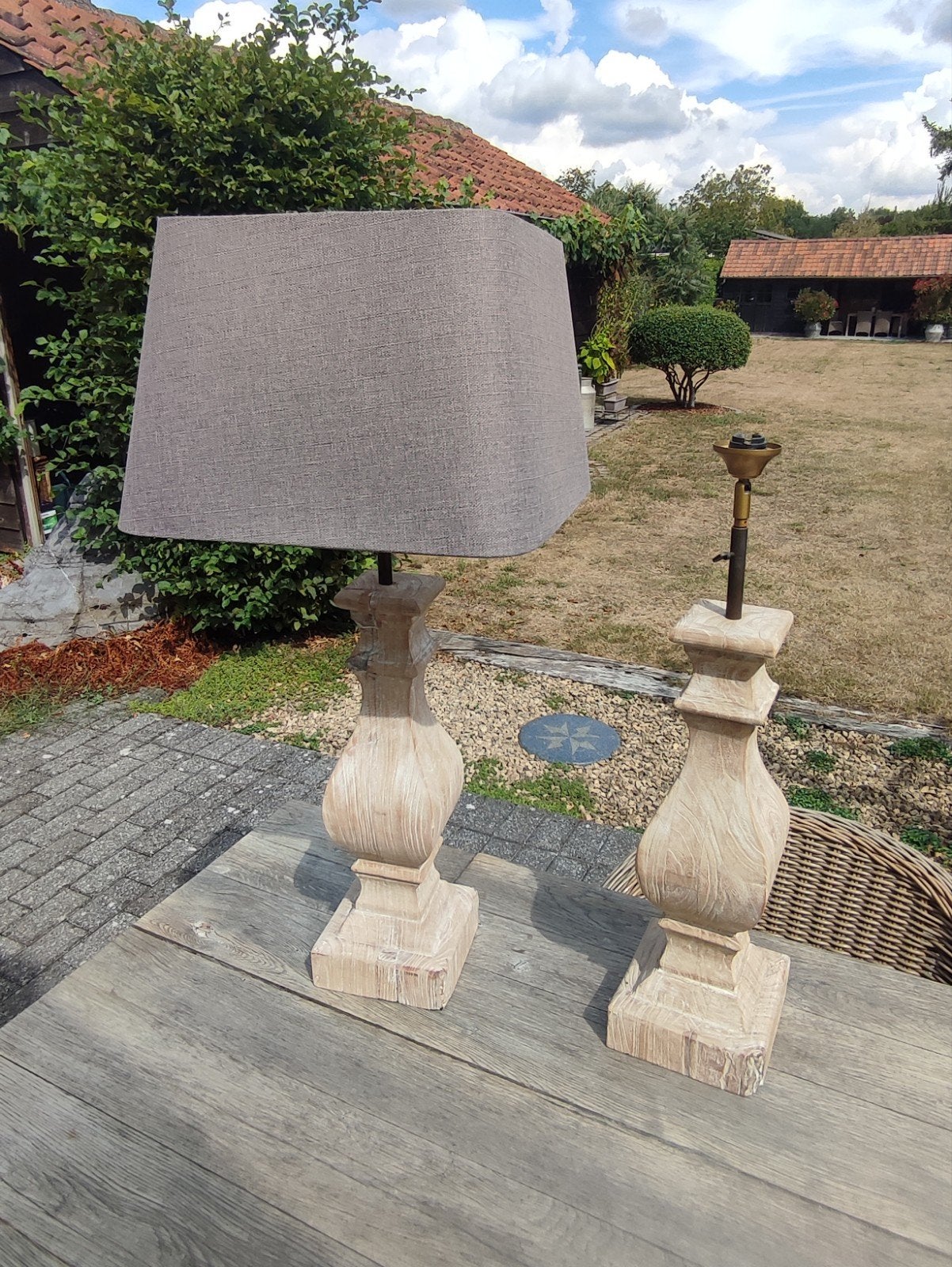 2 mooie landelijke lampen, Ophalen, Met kap