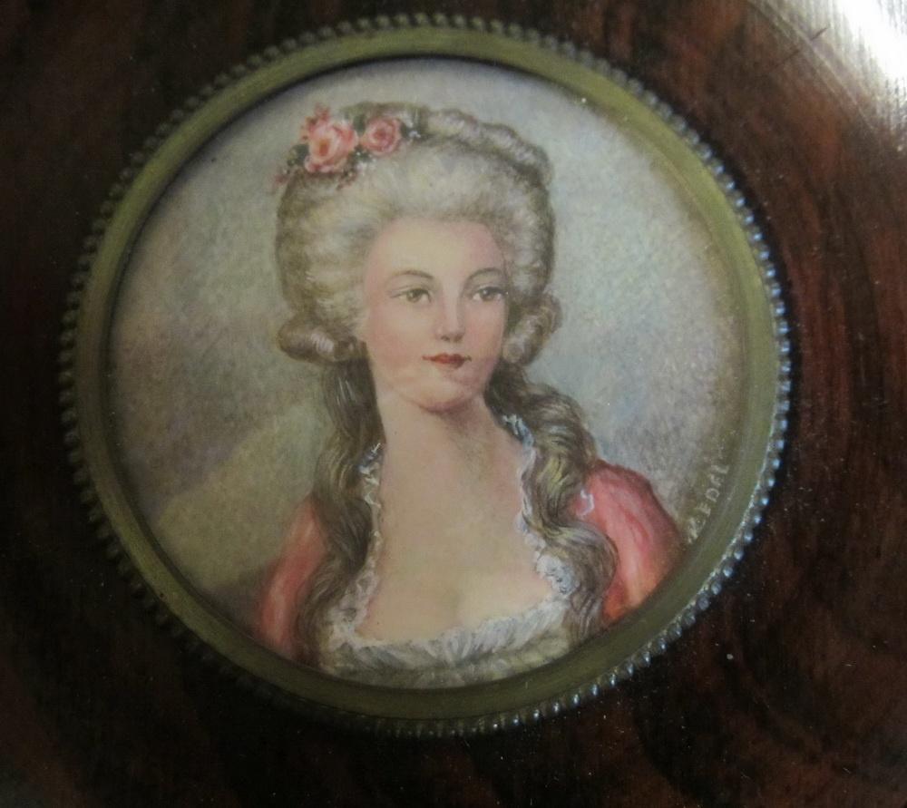 Antiek handgeschilderd miniatuur portret dame /16, Antiek en Kunst, Verzenden