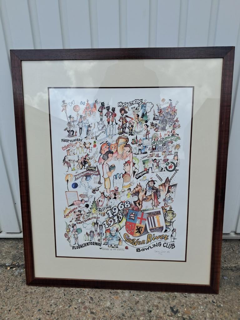 Kader met karikaturen, Antiek en Kunst, Ophalen