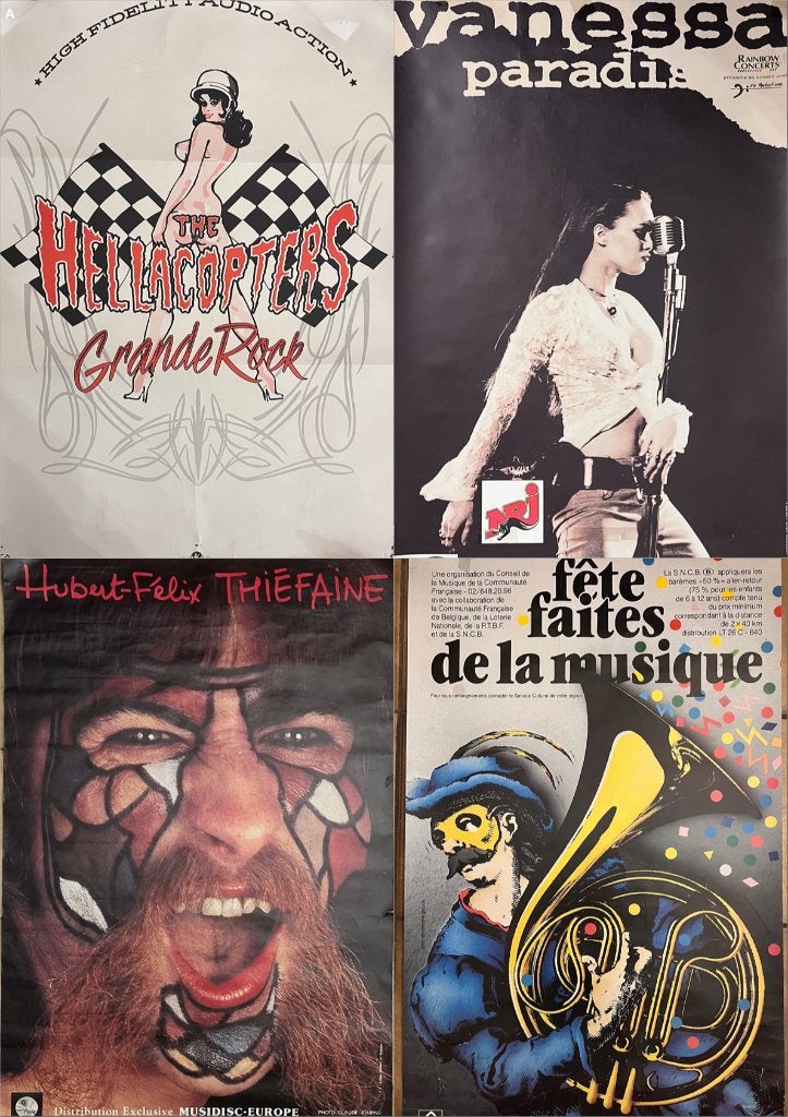 Lot 122 affiches musique Rock Pop concert 1960-2000 VINTAGE, Collections, Rectangulaire vertical, Musique, Enlèvement, Utilisé