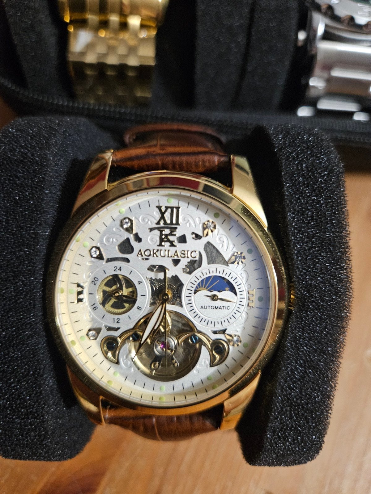 montre pour homme automatique chronographe neuf, Bijoux, Sacs & Beauté, Autres marques, Cuir, Acier, Enlèvement