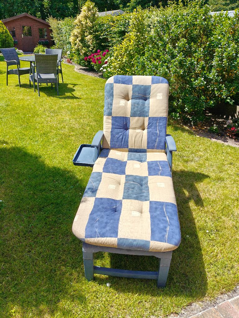 Ligzetel Hartmann + kussen, Tuin en Terras, Ophalen, Gebruikt, Kunststof, Verrijdbaar