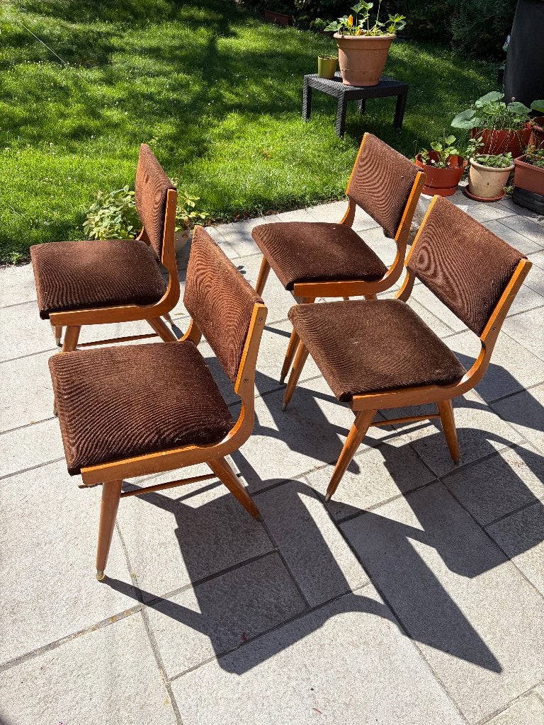 4 vintage eetkamerstoelen, Antiquités & Art, Antiquités | Meubles | Chaises & Canapés, Enlèvement