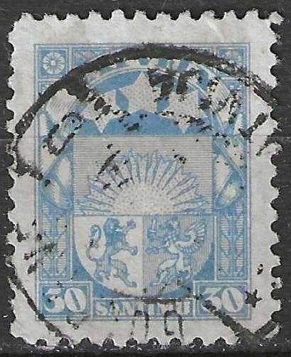 Letland 1927/1929 - Yvert 127 - Wapenschild (ST), Verzenden, Polen, Gestempeld