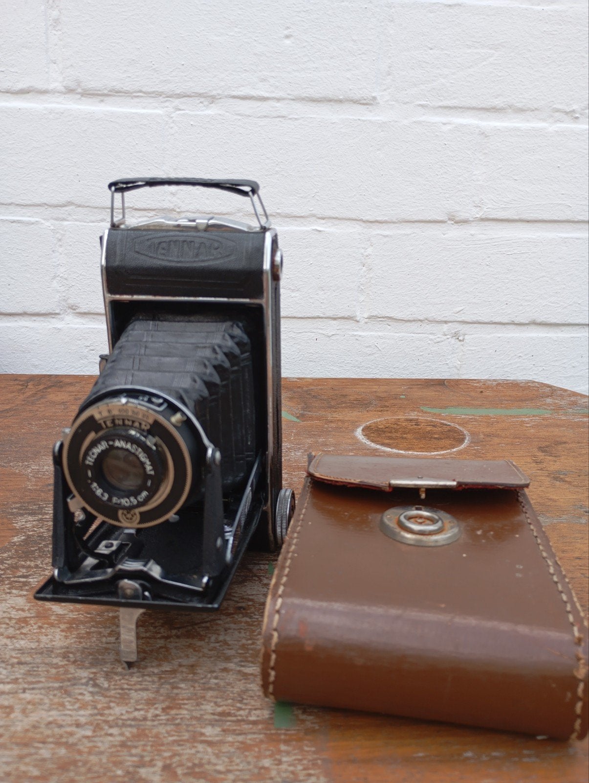 Vintage Tennar vouwcamera (folding camera) + case
Mooie ant, Ophalen of Verzenden