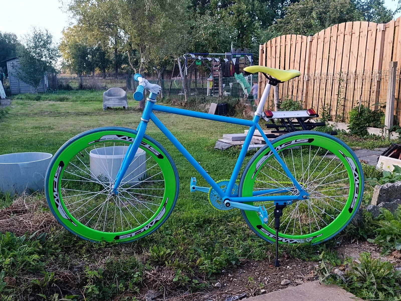 Opvallende Blauw/Groene Fixie / Single Speed Stadsfiets, Ophalen
