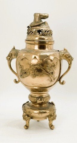 Brûle-parfum et encens japonais Brule en bronze doré., Enlèvement ou Envoi