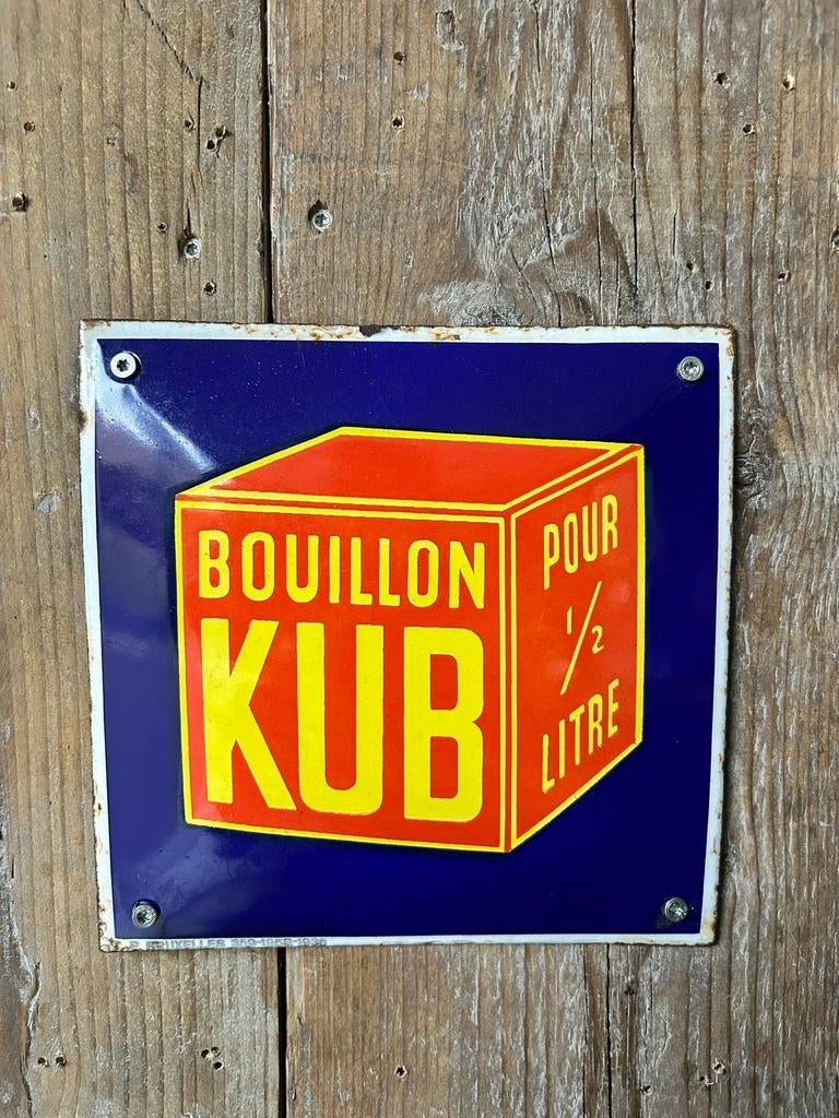 Assiette émaillée Kub Bouillon 1930 émaillée belge, Enlèvement ou Envoi, Comme neuf