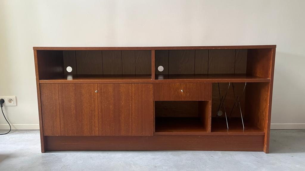 Vintage houten kast, Ophalen, Gebruikt, 100 tot 150 cm, Minder dan 100 cm