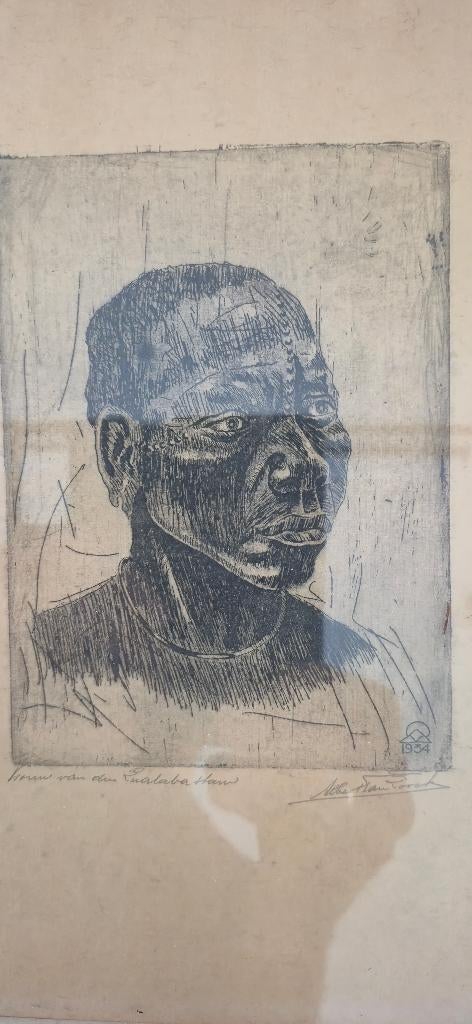 Femme graveuse de la tribu Lualaba, Enlèvement, Eau-forte, Signé
