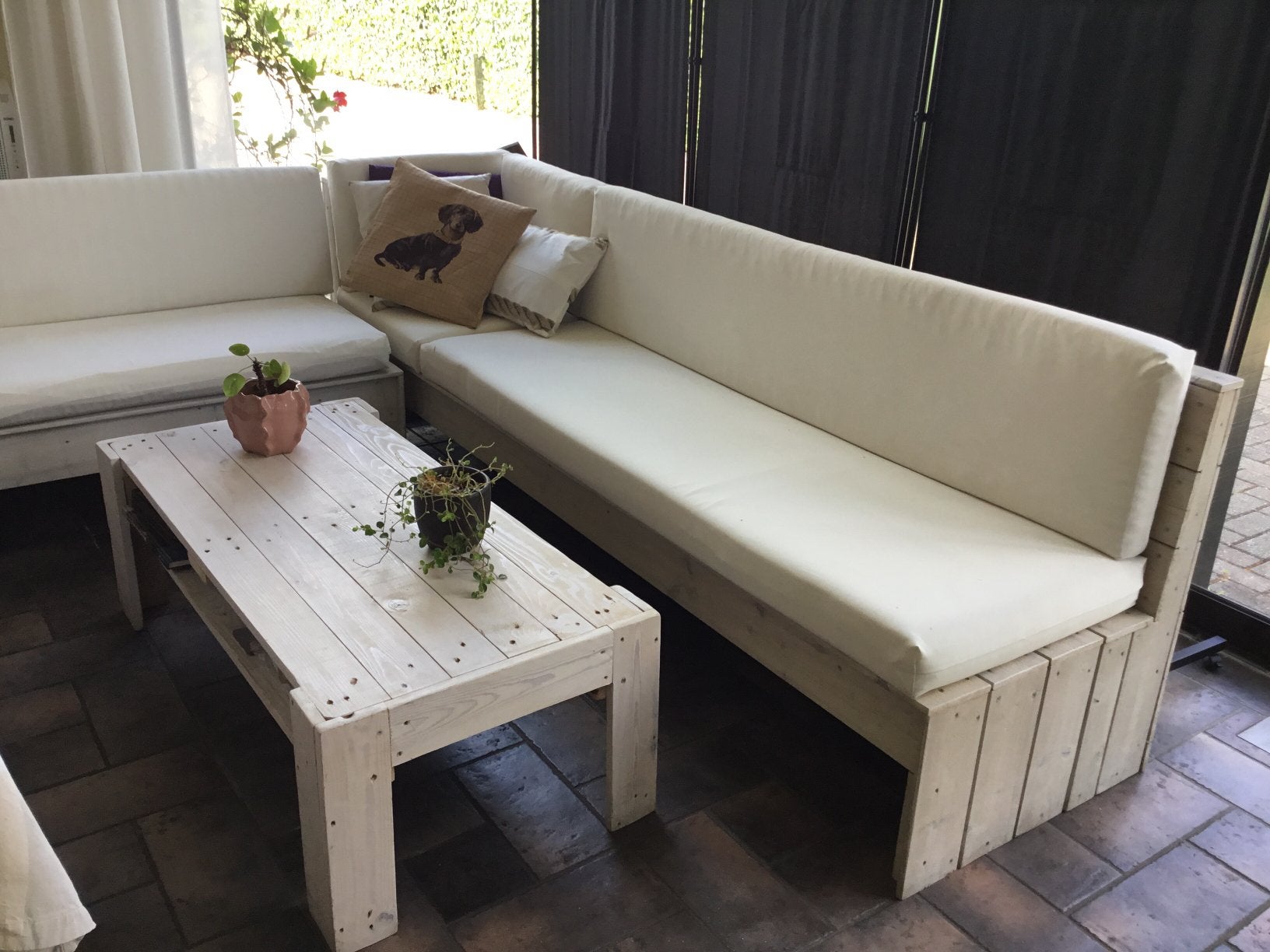 Tuinset, Ophalen, Zo goed als nieuw, Hout, Bank