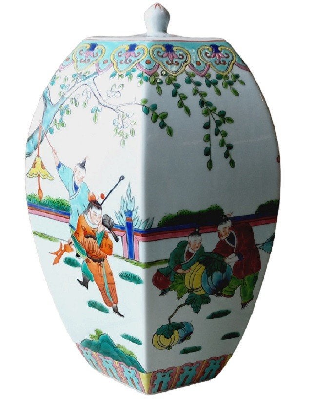 6-hoekige Chinese gemberpot. groot model, Antiek en Kunst, Ophalen