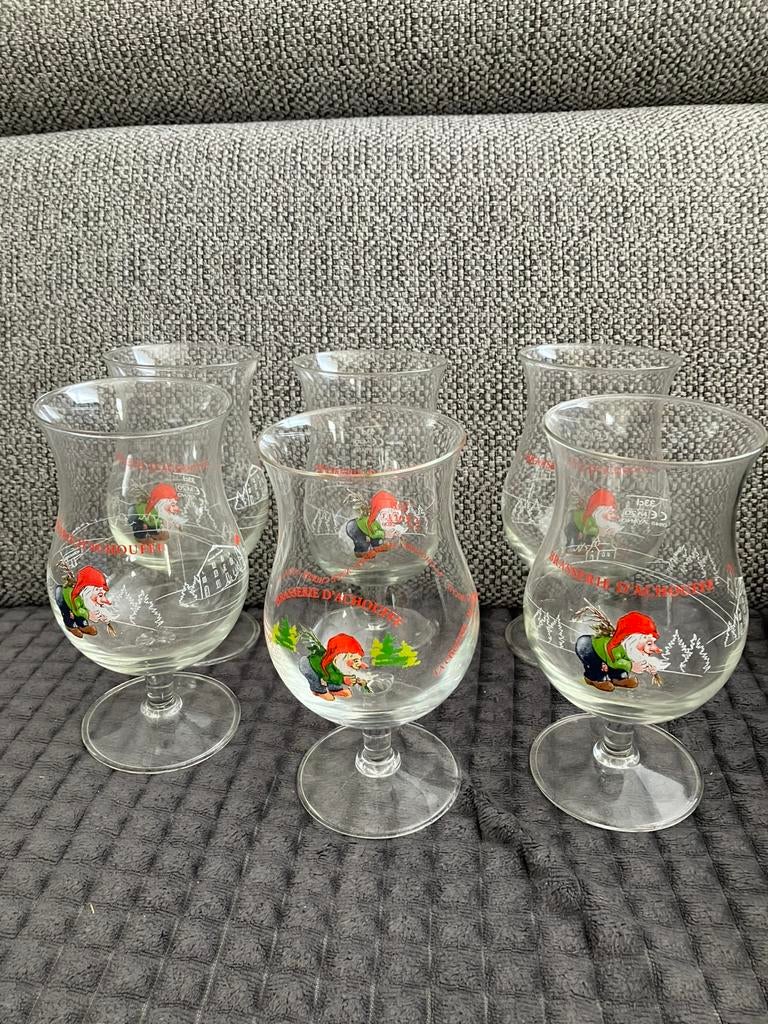 Set 6 glazen 33 cl bier Chouffe, Ophalen of Verzenden, Zo goed als nieuw