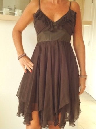 Jolie robe mousseline marron, Vêtements | Femmes, Enlèvement ou Envoi, Comme neuf, Taille 36 (S), Brun