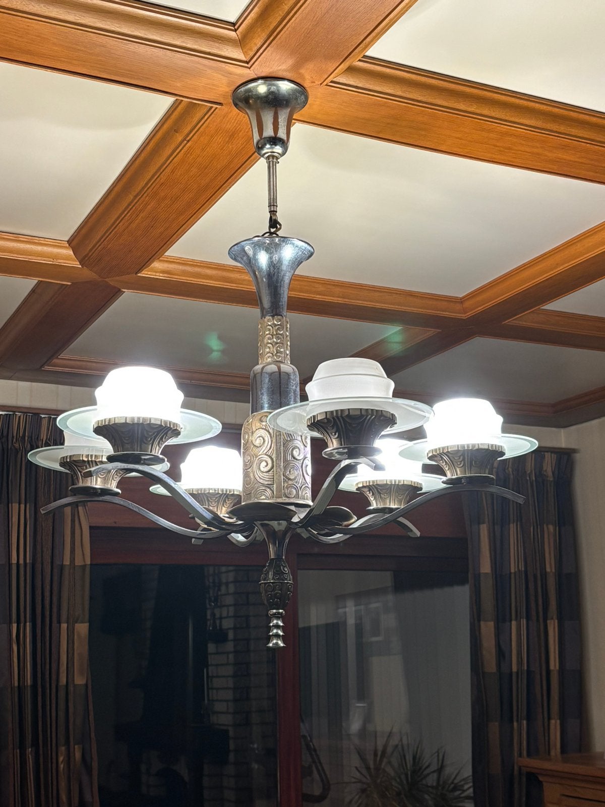 Decoratieve Art Deco luchter, Huis en Inrichting, Lampen | Kroonluchters, Ophalen, Gebruikt, Overige materialen, Art Deco