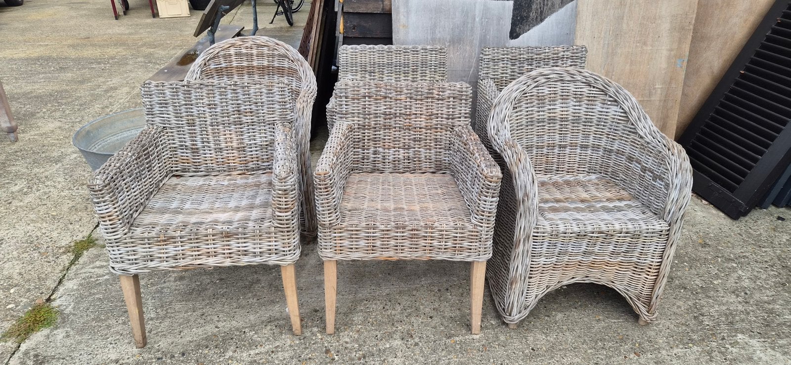 Mooie set van 6 gevlochten armstoelen, Rotin, ,, Enlèvement, ,