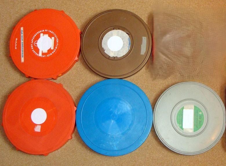 5 bobines de film usagées pour 250 à 300 mètres de film 16 m, Enlèvement ou Envoi, Film 16 mm