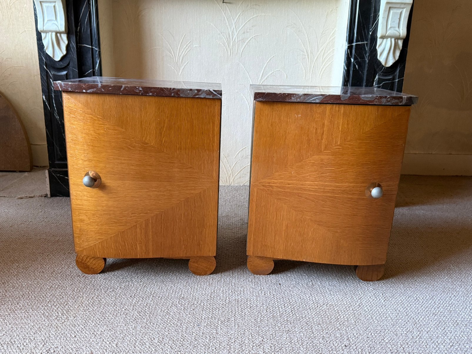 Art Deco De Coene nachtkastjes uit 1920, Maison & Meubles, Enlèvement, Utilisé, Bois