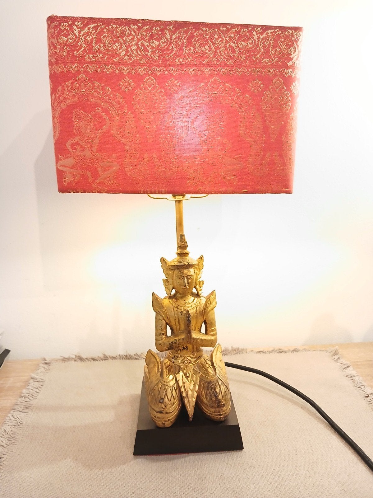 ancienne lampe en bois 19 2 rattanakosin Thaïlande siamoise, Antiquités & Art, Enlèvement ou Envoi
