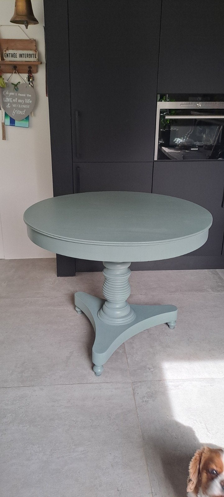 ronde tafel in olijfolie groen, Huis en Inrichting, Ophalen