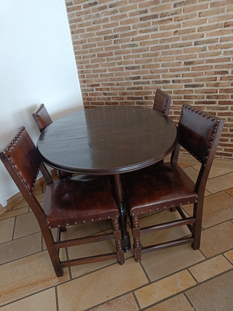 Table Gateleg authentique en chêne et 4 chaises, Enlèvement